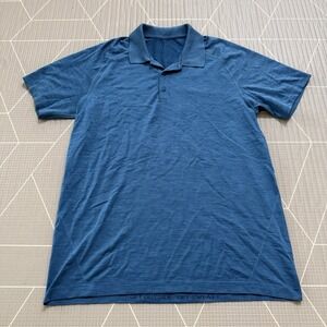Lululemon‎ Mens Golf Polo L Metal Vent Tech Blue Athletic Performance